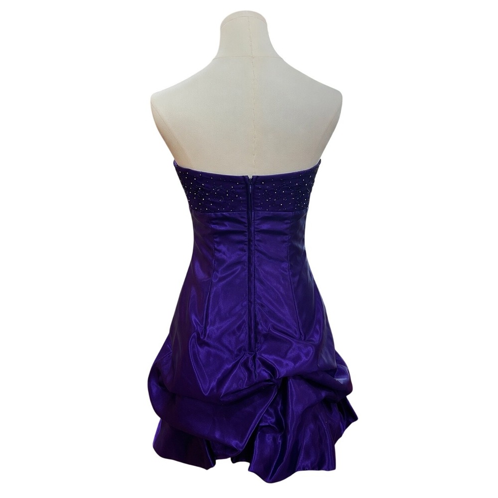 Vintage Jessica McClintock Purple Satin Bubble Dress Gunne Sax Sequin Size 1 - Picture 4 of 11